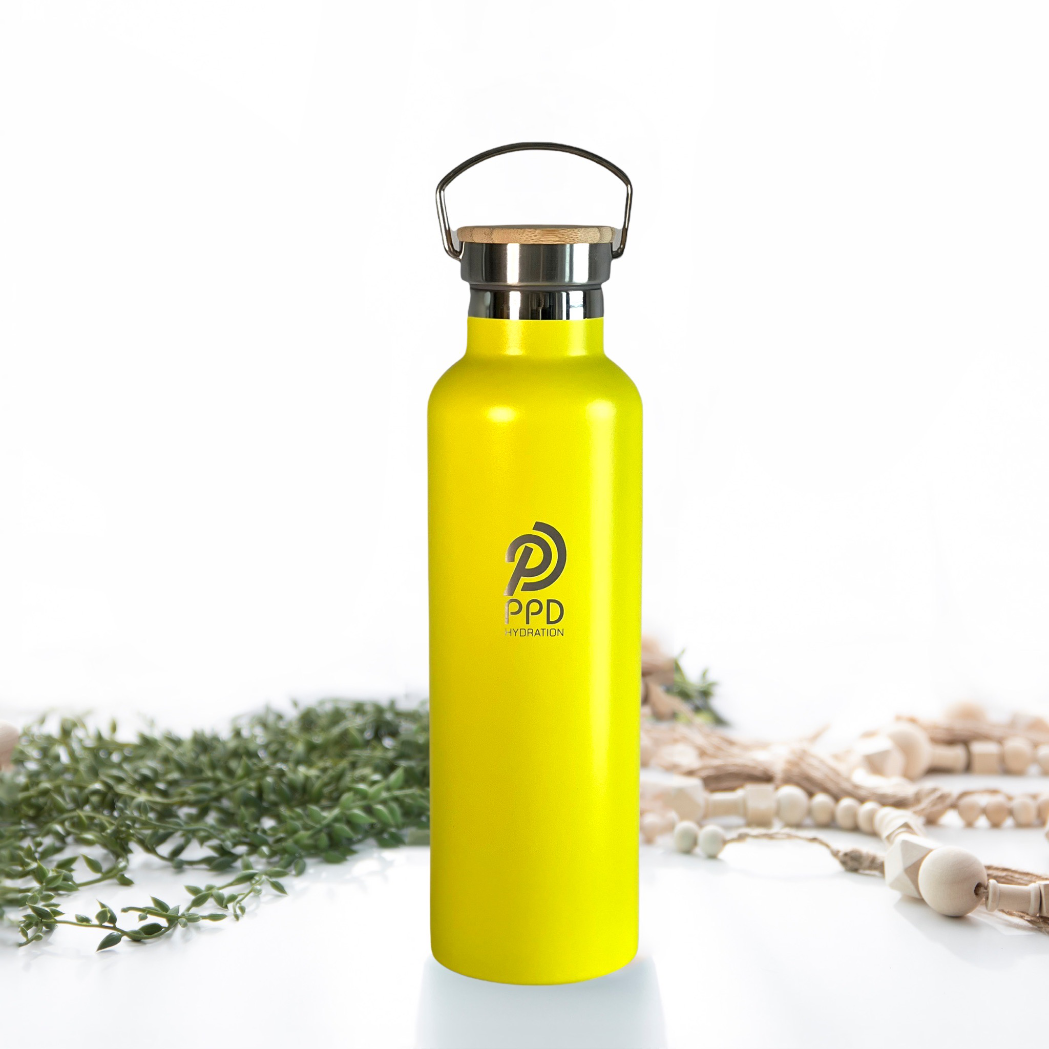 Yellow Stainless Steel Water Bottle - Double Wall Insulated 750ml