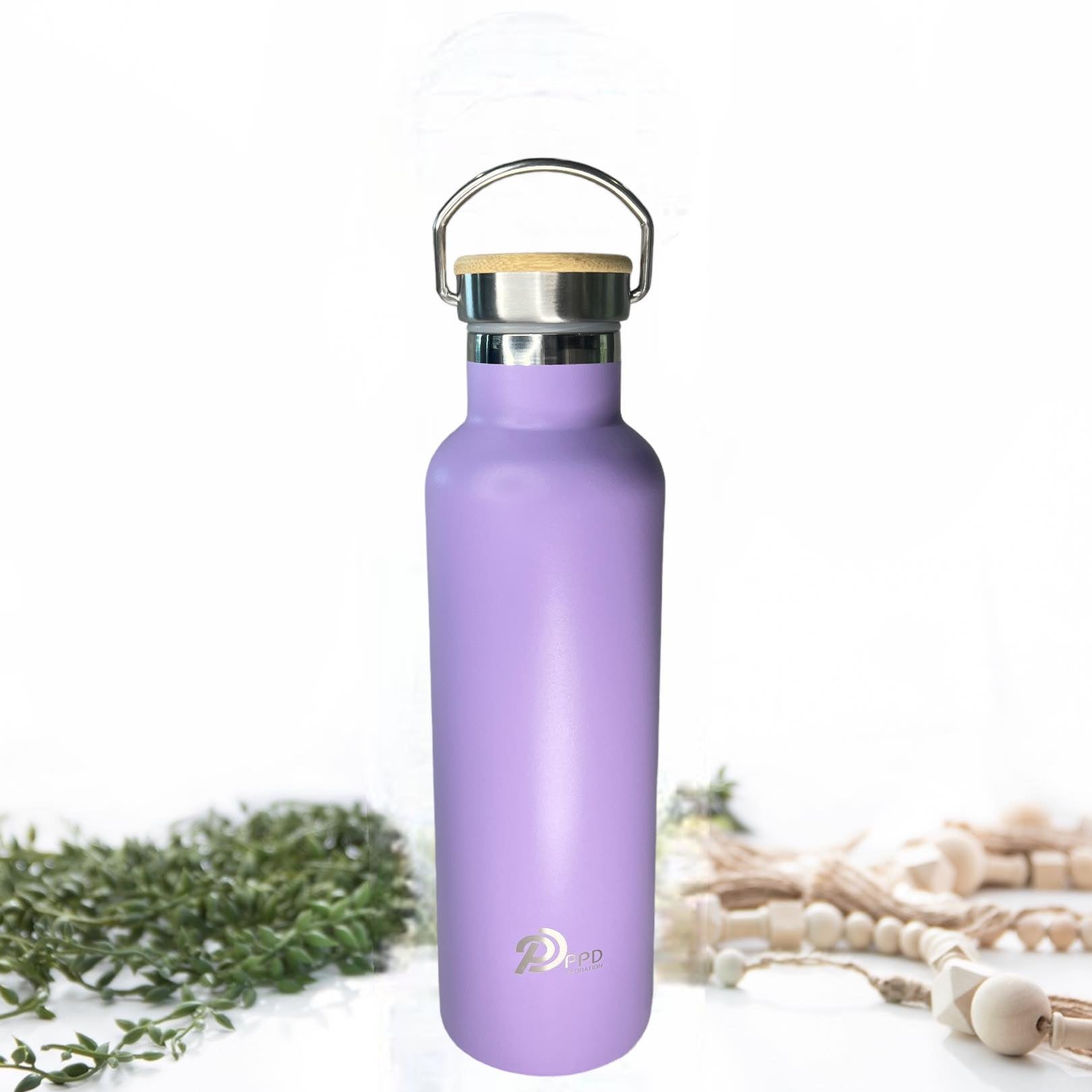 Lilac Stainless Steel Water Bottle - Double Wall Insulated 750ml