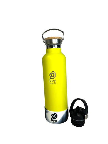 750ml 24oz yellow stainless steel insulated water bottle
