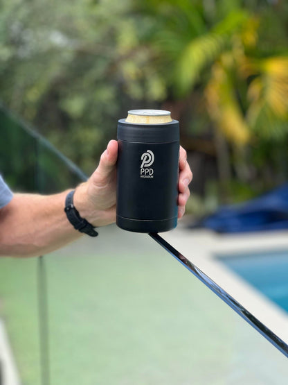 black 375ml can coolers koozie