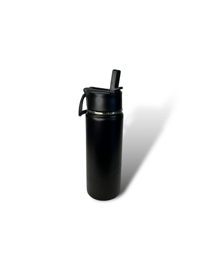 black 750ml 25oz stainless steel double insulated water bottle with sports lid with straw engravable