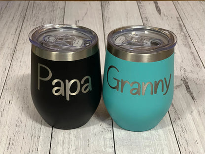 engraved stainless steel tumblers Papa and Granny