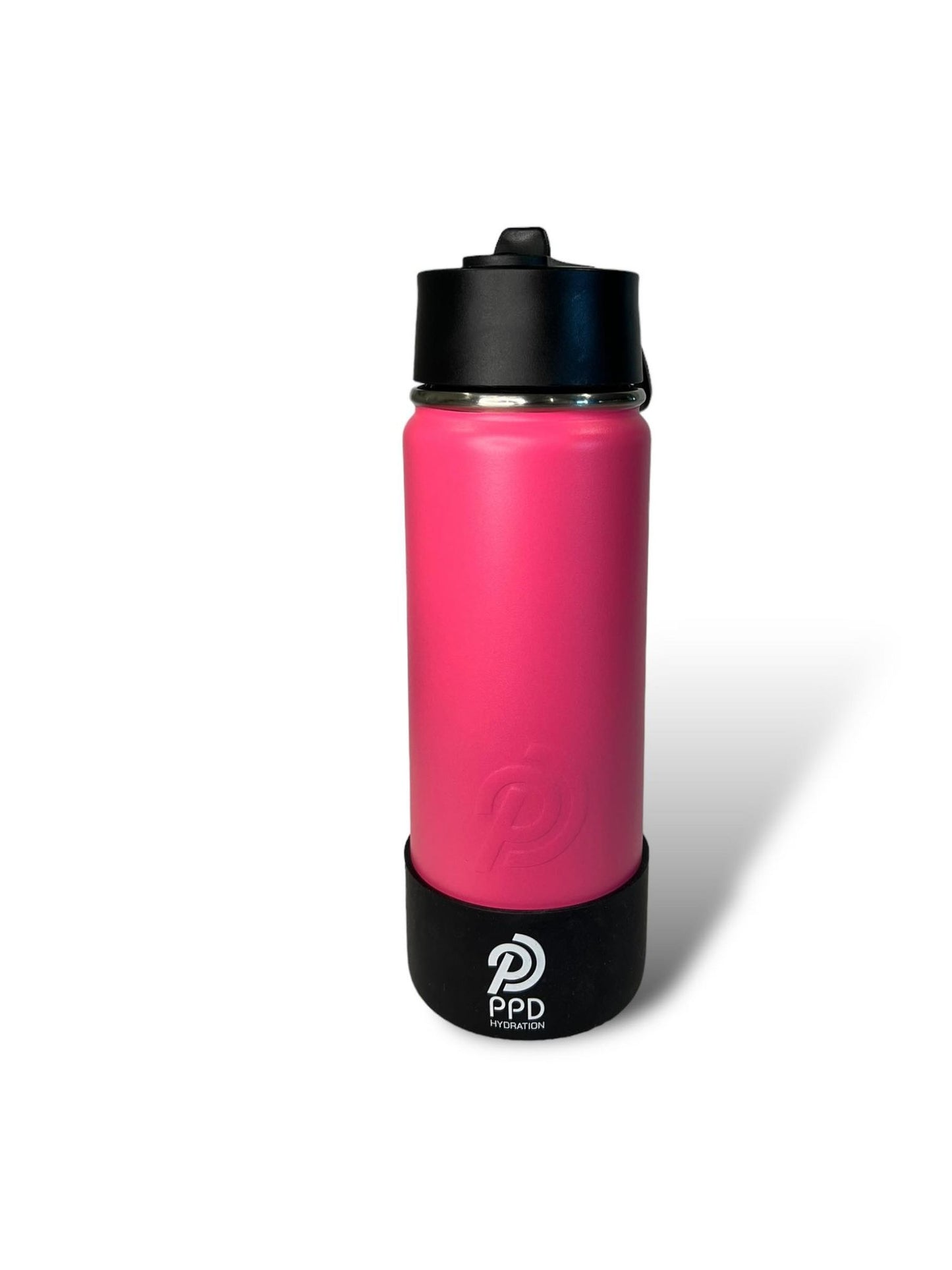 hot pink with black bumper 750ml 25oz stainless steel double insulated water bottle with sports lid with straw engravable