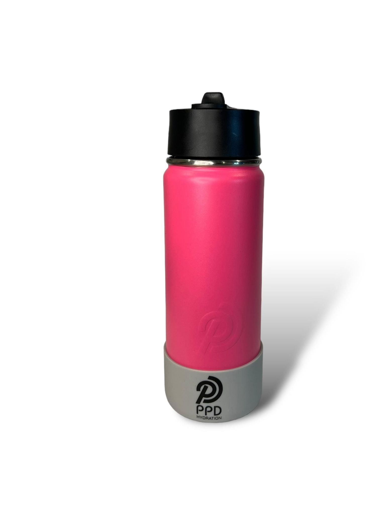 hot pink with grey bumper 750ml 25oz stainless steel double insulated water bottle with sports lid with straw engravable