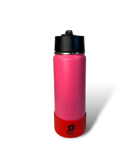 hot pink with red bumper 750ml 25oz stainless steel double insulated water bottle with sports lid with straw engravable