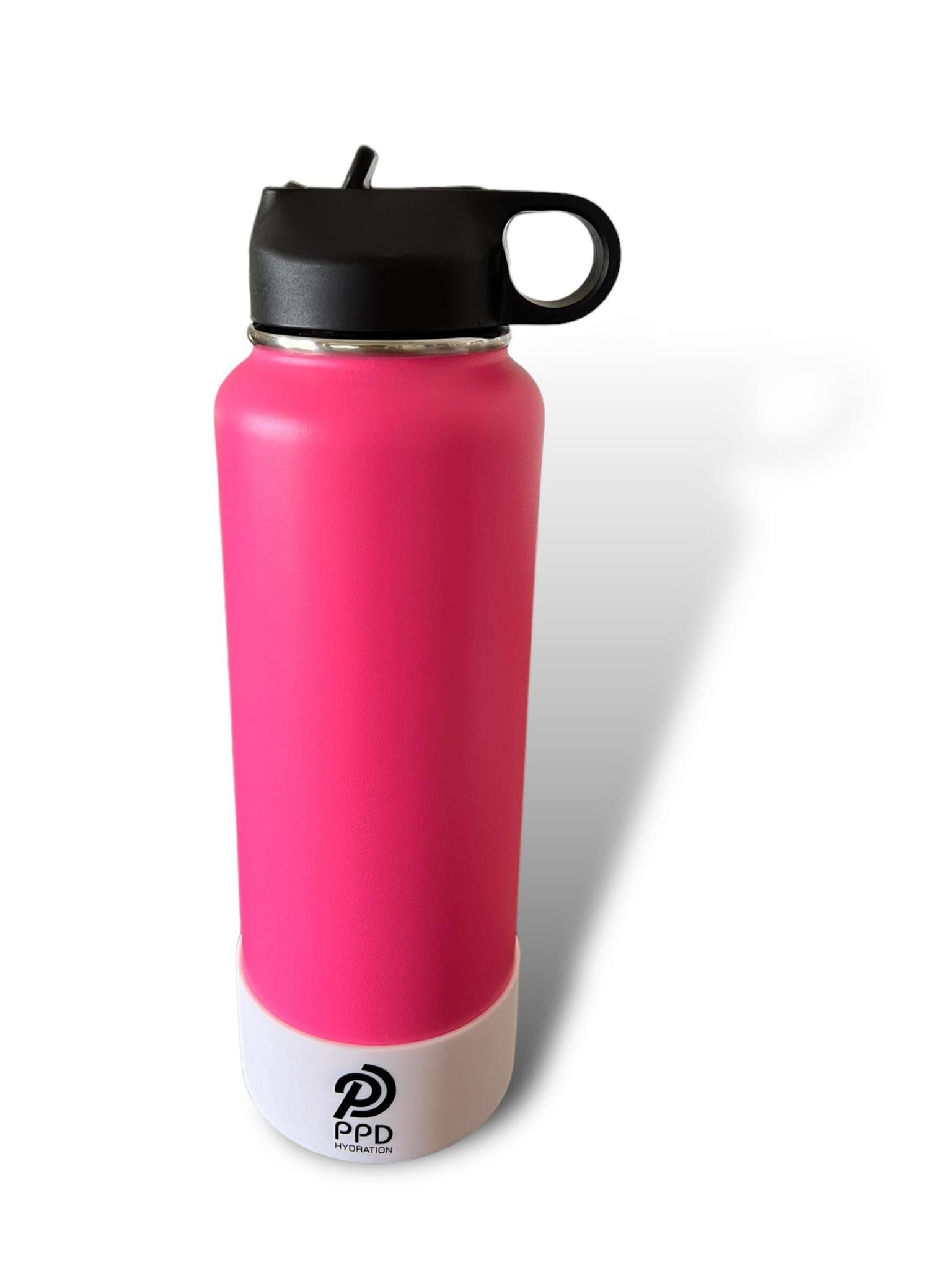 hot pink with white bumper 750ml 25oz stainless steel double insulated water bottle with sports lid engravable