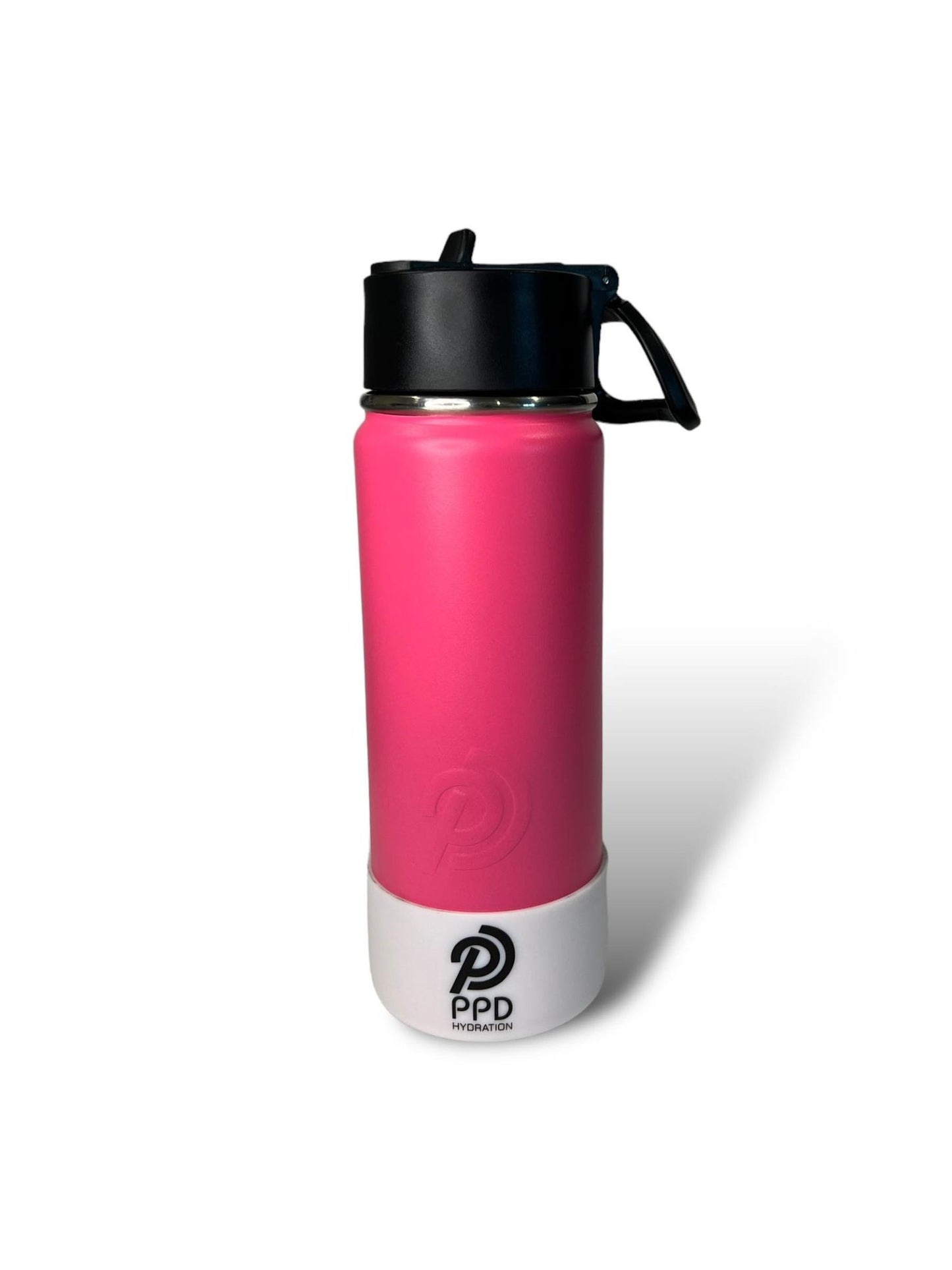 hot pink with white bumper 750ml 25oz stainless steel double insulated water bottle with sports lid with straw engravable