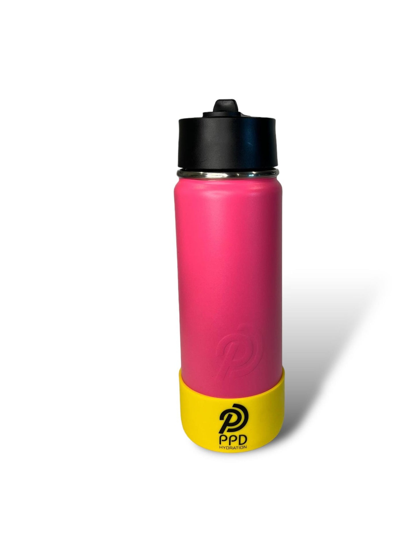 hot pink with yellow bumper 750ml 25oz stainless steel double insulated water bottle with sports lid with straw engravable