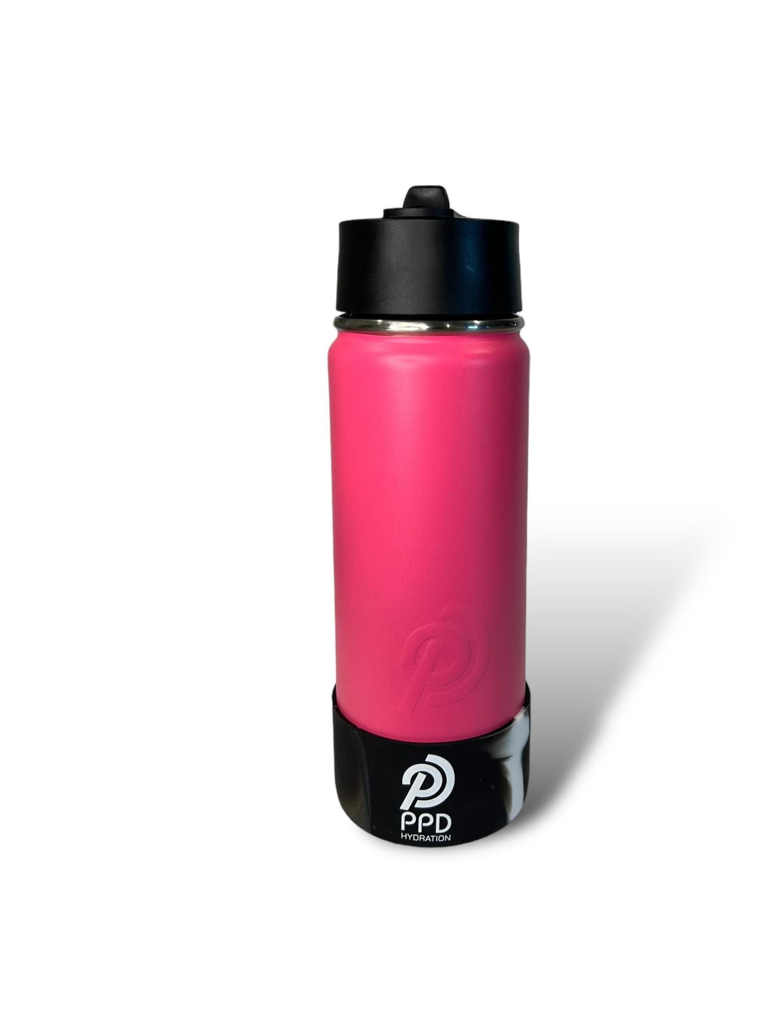 pink with black and white bumper 750ml 25oz stainless steel double insulated water bottle with sports lid with straw engravable