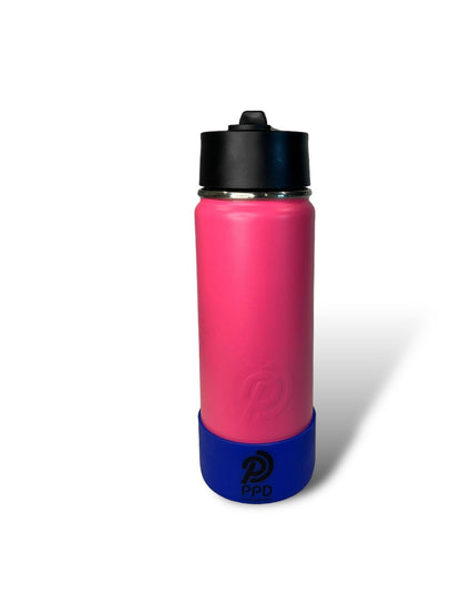 pink with blue bumper 750ml 25oz stainless steel double insulated water bottle with sports lid with straw engravable