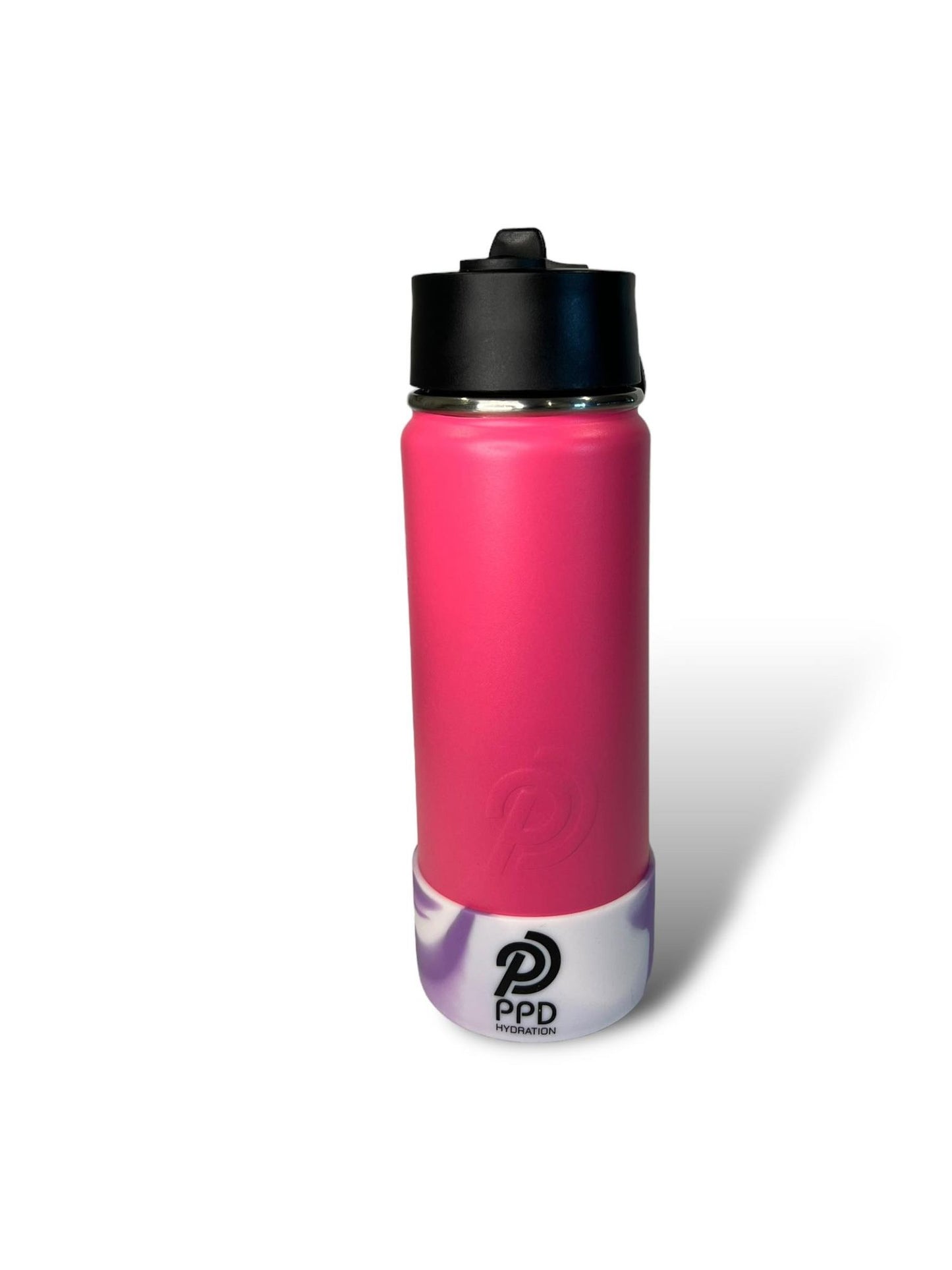 pink with purple and white bumper 750ml 25oz stainless steel double insulated water bottle with sports lid with straw engravable